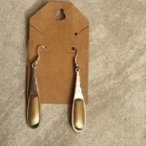 Women Silver Gold Tone Dangle Earrings